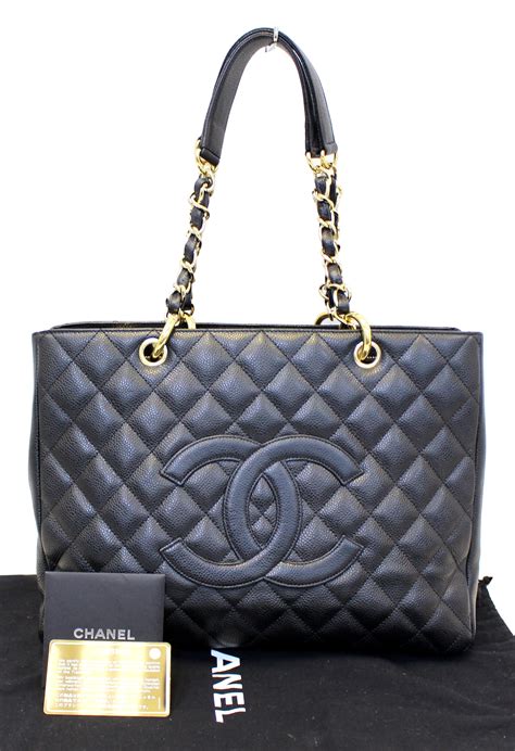 chanel black caviar shopping tote|CHANEL Caviar Quilted Grand Shopping Tote GST Black.